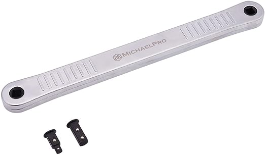 MichaelPro Offset Extension Wrench with 1/4 Inch and 3/8 Inch Square Drive Adapters