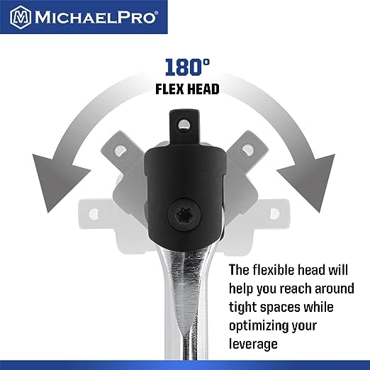 MichaelPro 3/8 Inch Drive x 18 Inch Extension Breaker Bar, Premium Cr-V Steel