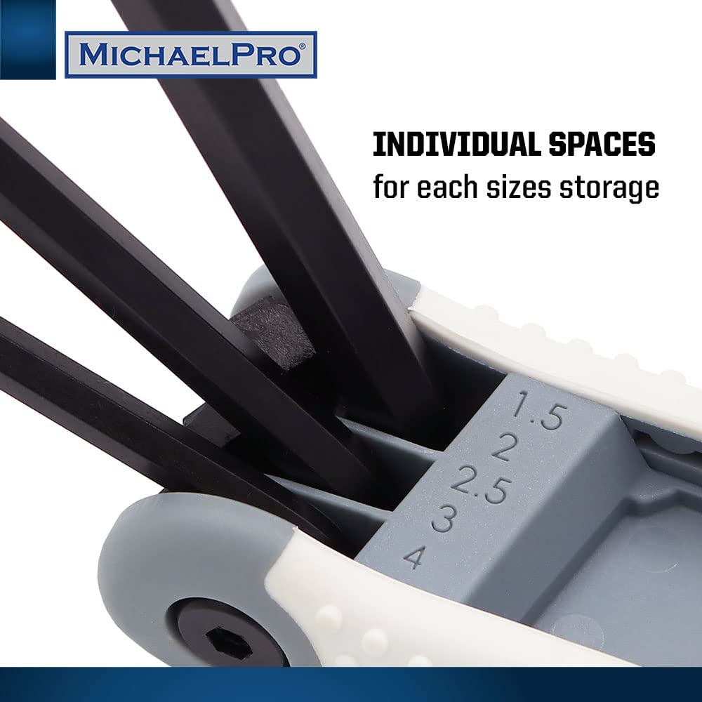 MichaelPro Folding Hex Key Allen Wrench Set with SAE and Metric Sizes - Black/White