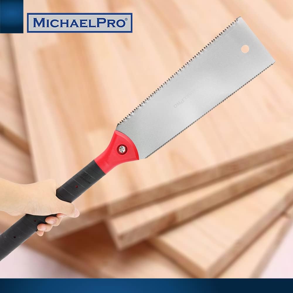 MichaelPro Japanese Pull Saw, 10 Inch Double Edge Hand Saw for Wood Working with Non-Slip Handle