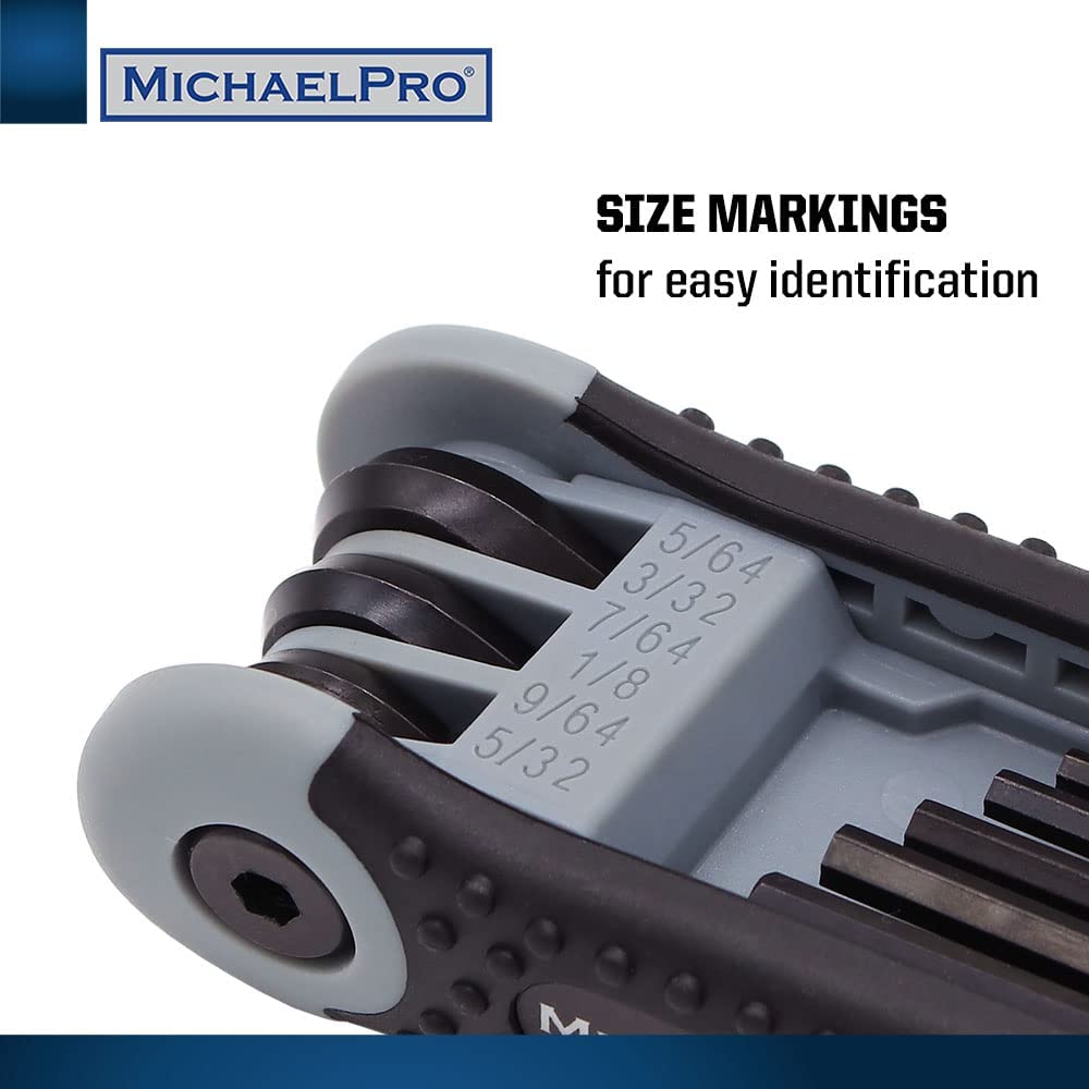 MichaelPro Folding Hex Key Allen Wrench Set with SAE and Metric Sizes - Black/White