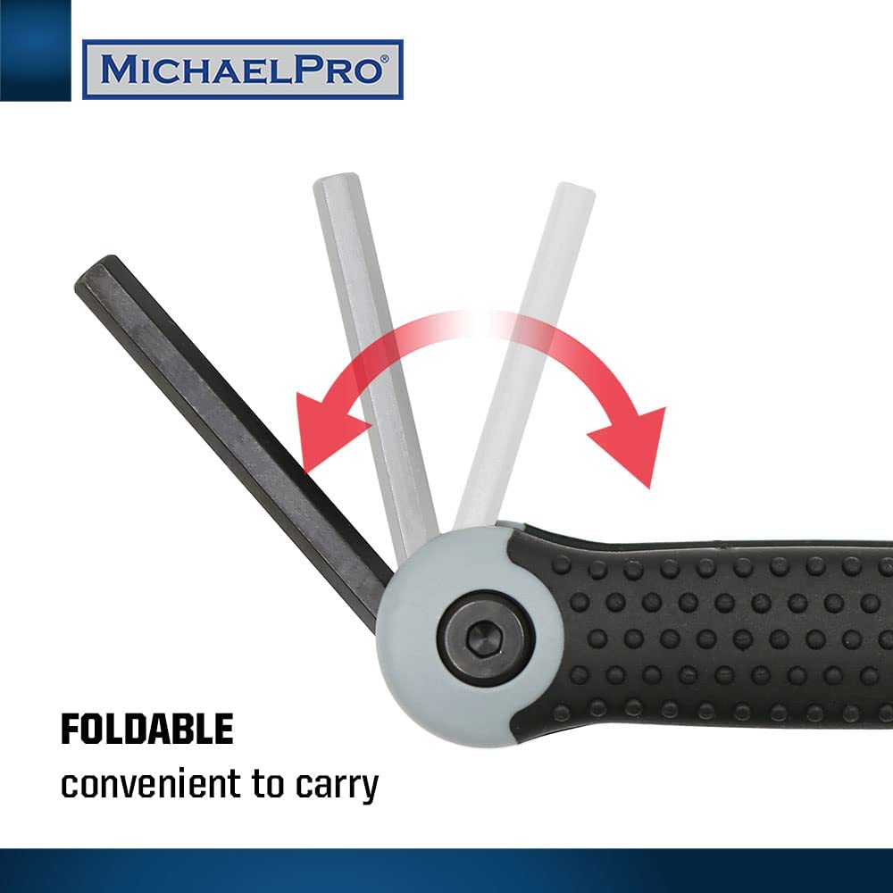 MichaelPro Folding Hex Key Allen Wrench Set with SAE and Metric Sizes - Black/White