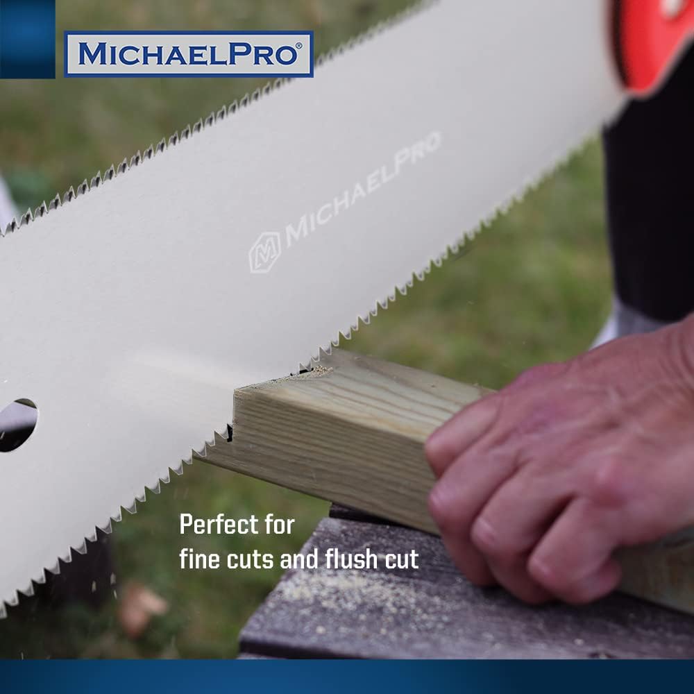 MichaelPro Japanese Pull Saw, 10 Inch Double Edge Hand Saw for Wood Working with Non-Slip Handle