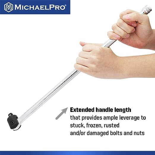 MichaelPro 3/8 Inch Drive x 18 Inch Extension Breaker Bar, Premium Cr-V Steel