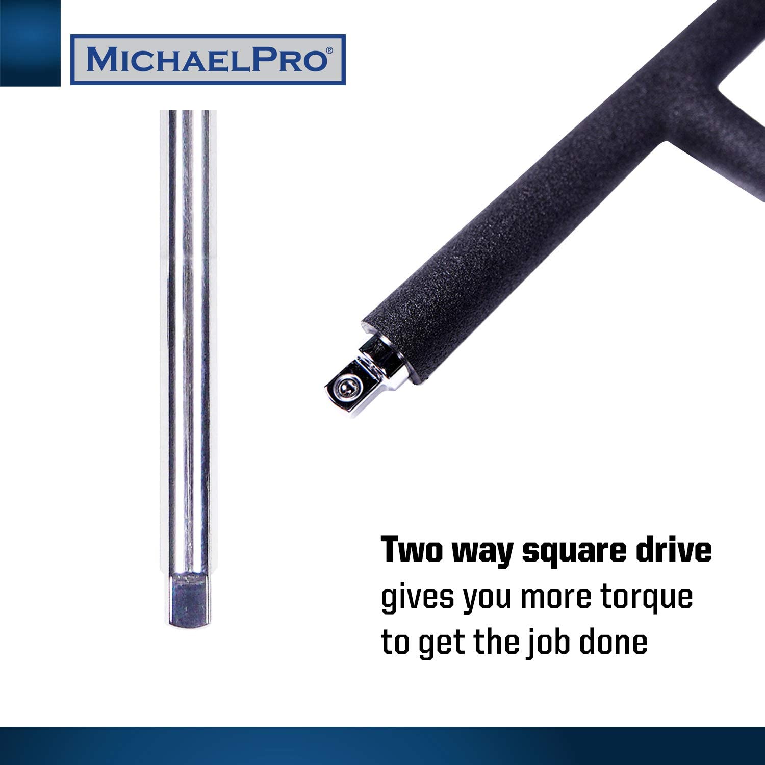 MichaelPro 3/8 Inch Drive 2-Way Quick Swivel T-Handle Wrench and Socket Set, 40-Piece Tool Set with Sockets and Bits Included