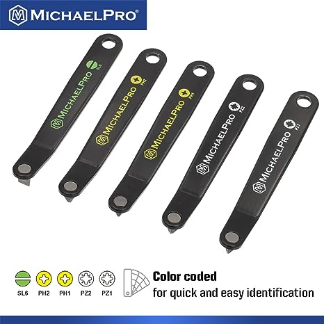 MichaelPro 5pc Ultra Low Profile Angled Screwdriver Set with Philips / Slotted / Pozi Drives, Slim Profile Offset Screwdrivers