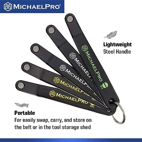 MichaelPro 5pc Ultra Low Profile Angled Screwdriver Set with Philips / Slotted / Pozi Drives, Slim Profile Offset Screwdrivers