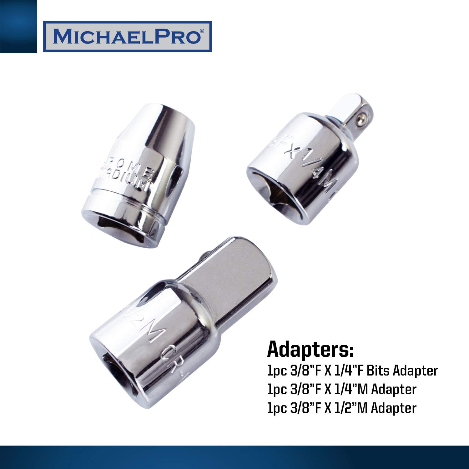 MichaelPro 3/8 Inch Drive 2-Way Quick Swivel T-Handle Wrench and Socket Set, 40-Piece Tool Set with Sockets and Bits Included