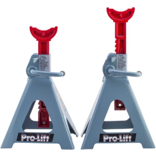 Pro-Lift Jack Stands 6 Ton Heavy Duty Pair, Secure Double Locking Design - Grey