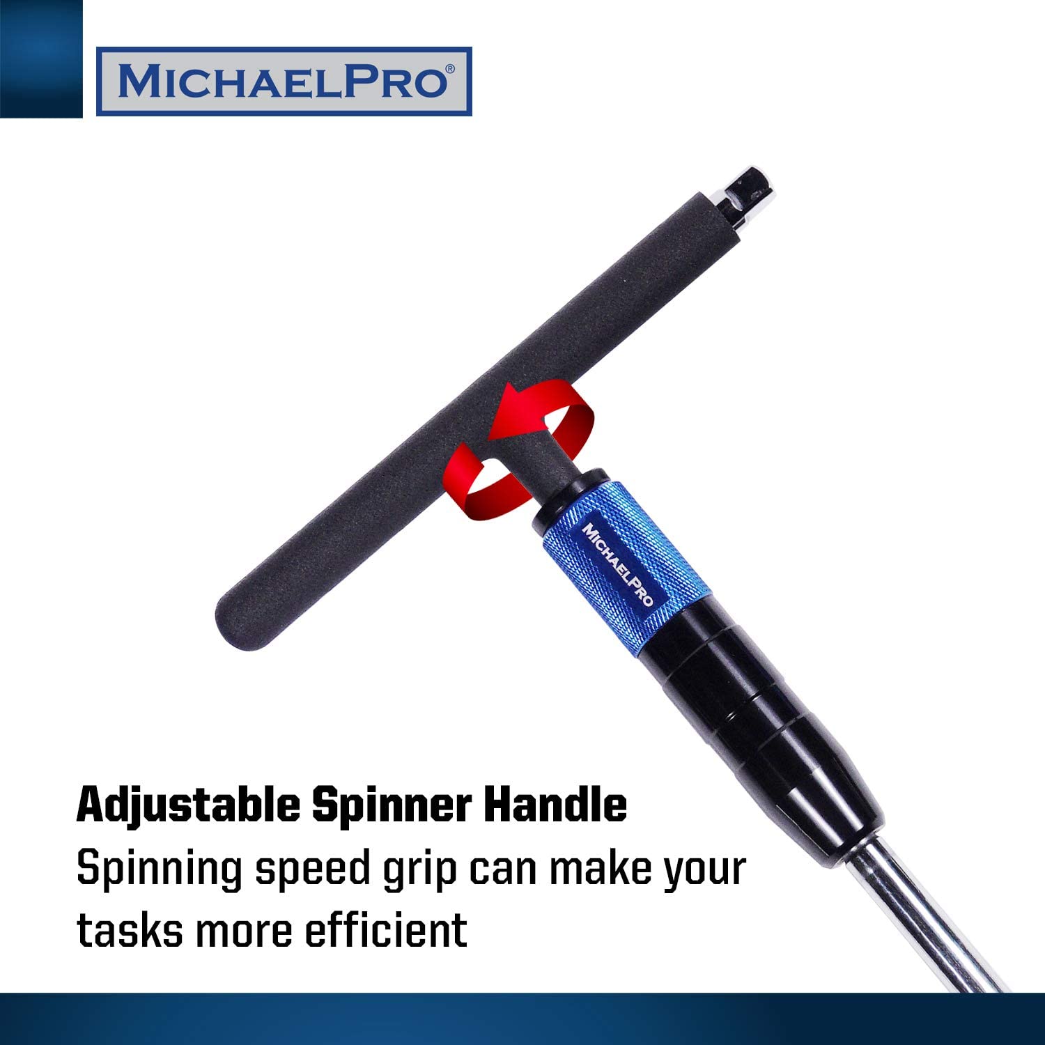 MichaelPro 3/8 Inch Drive 2-Way Quick Swivel T-Handle Wrench and Socket Set, 40-Piece Tool Set with Sockets and Bits Included