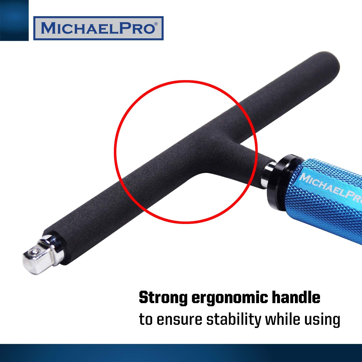 MichaelPro 3/8 Inch Drive 2-Way Quick Swivel T-Handle Wrench and Socket Set, 40-Piece Tool Set with Sockets and Bits Included
