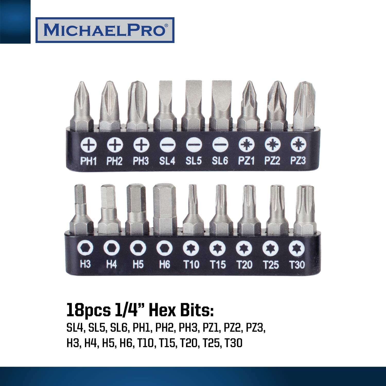 MichaelPro 3/8 Inch Drive 2-Way Quick Swivel T-Handle Wrench and Socket Set, 40-Piece Tool Set with Sockets and Bits Included