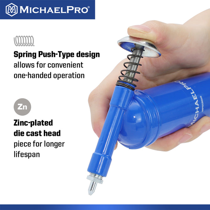 MichaelPro Mini Grease Gun, 3.3oz (100cc) with Precision Nozzle, Refillable and Leak-Proof, Easy One-Hand Operation
