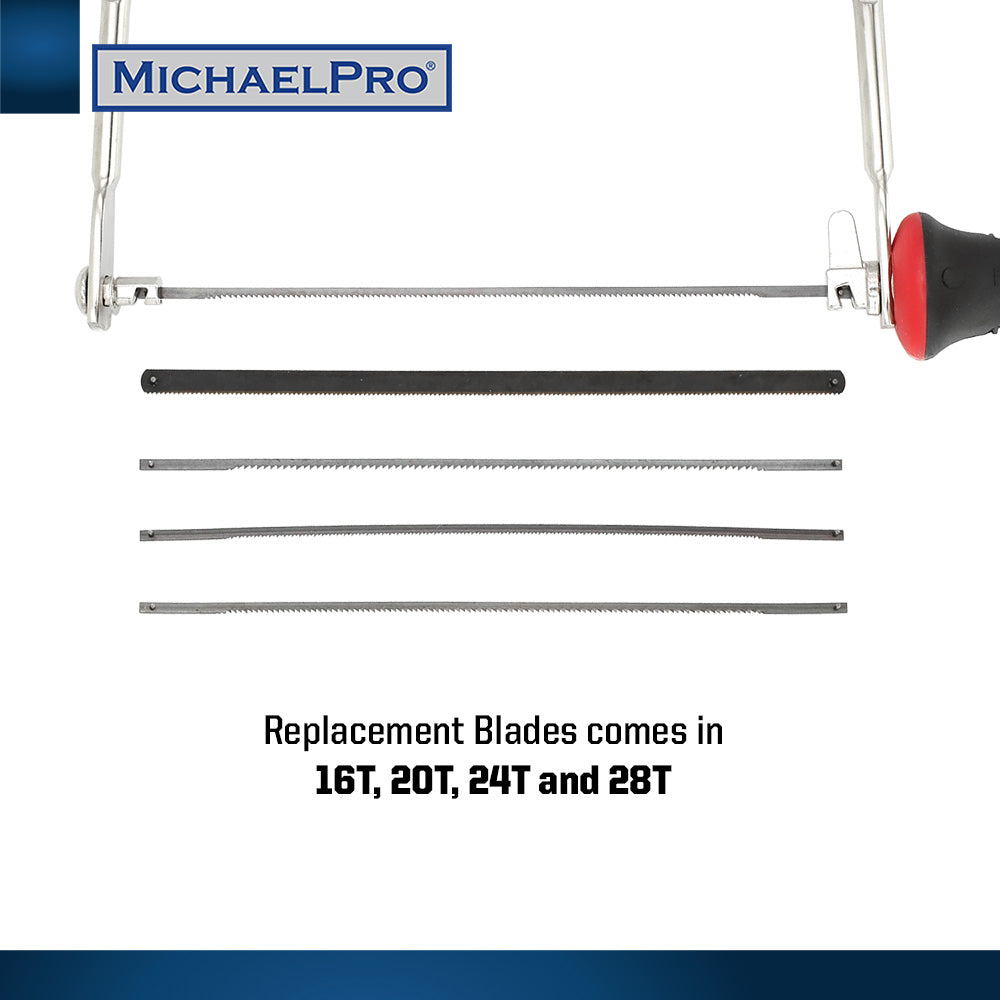 MichaelPro Coping Saw, 6 Inch Deep Coping Frame with Replacement Blades for Woodworking, Plastic and Metal