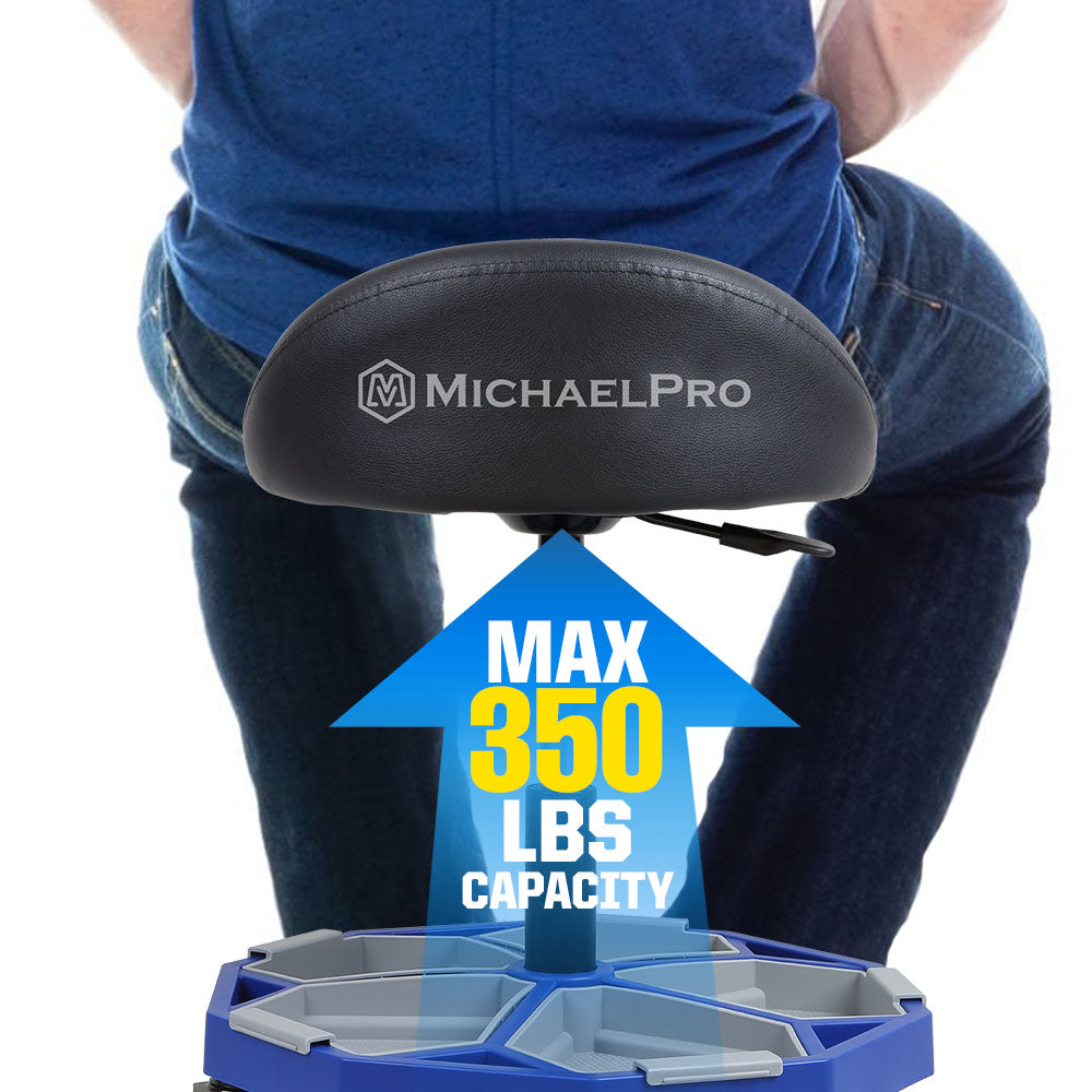 Adjustable Pneumatic Rolling Mechanic Stool with Tool Tray Storage, 350 LBS Weight Capacity (MPC016005)