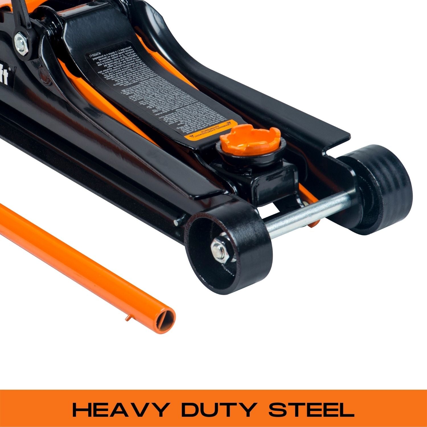 Pro-Lift 2 Ton Low Profile Hydraulic Floor Jack With Carrying Handle, Heavy Duty Car Trolley Lift For Portable On The Go - 4000 lb Capacity, Black/Orange