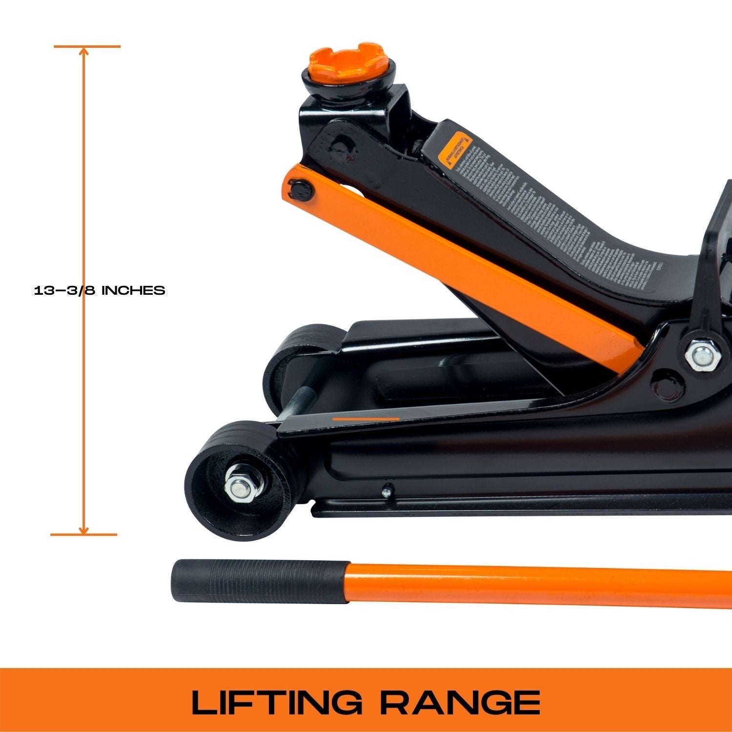 Pro-Lift 2 Ton Low Profile Hydraulic Floor Jack With Carrying Handle, Heavy Duty Car Trolley Lift For Portable On The Go - 4000 lb Capacity, Black/Orange