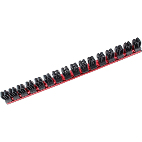 MichaelPro Magnetic Screwdriver Organizer Rail, 16 Clips Aluminum Tool Holder Organizer - Red/Black