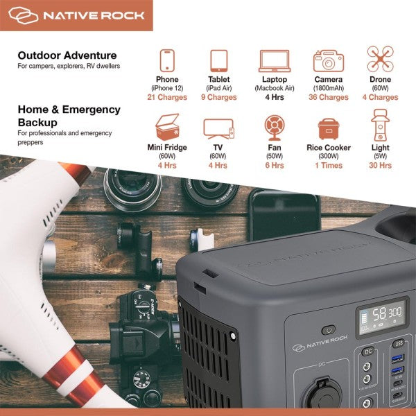 Native Rock 300W Portable Power Station