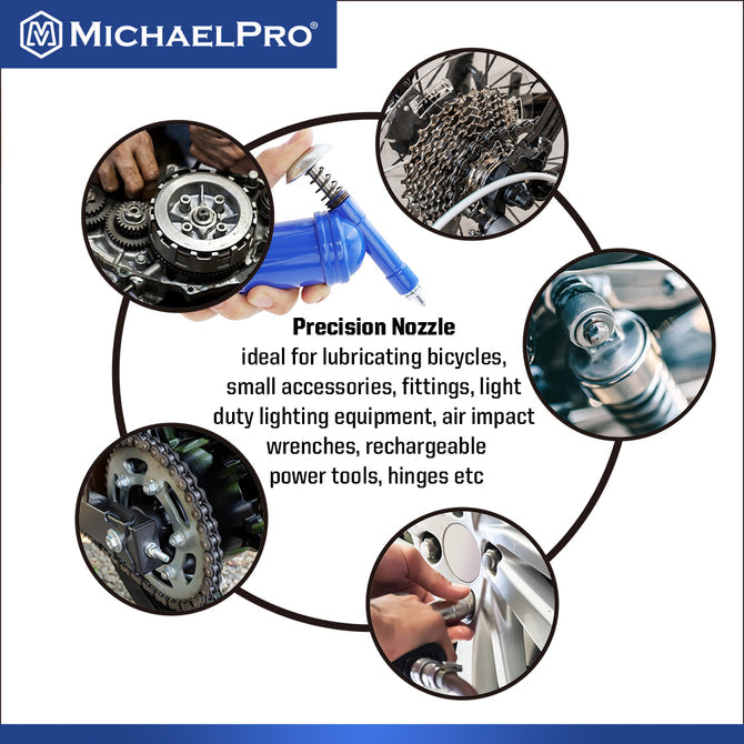 MichaelPro Mini Grease Gun, 3.3oz (100cc) with Precision Nozzle, Refillable and Leak-Proof, Easy One-Hand Operation