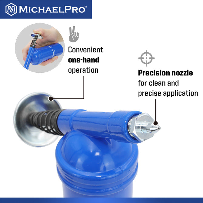 MichaelPro Mini Grease Gun, 3.3oz (100cc) with Precision Nozzle, Refillable and Leak-Proof, Easy One-Hand Operation